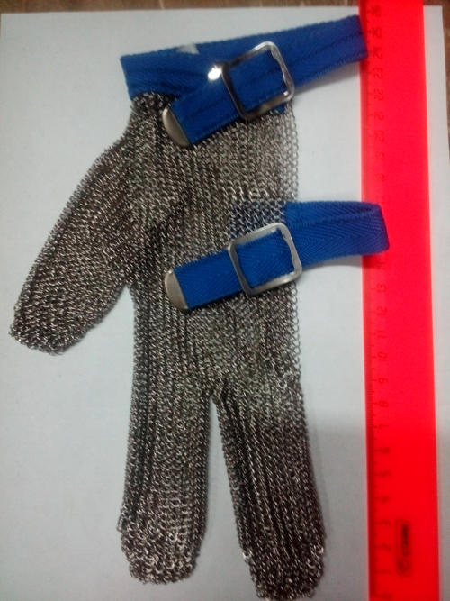 Перчатка кольчужная трехпалая SG313 L (21-22 см) син. фото